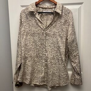 Foxcroft Brown and Cream Patterned Blouse